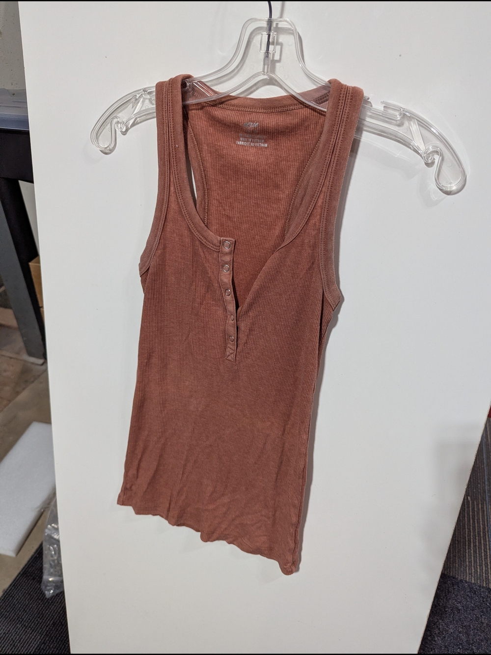 aerie Ribbed Henley Tank Top - Rust